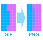 GIFだとギザギザが残るがPNGだと半透明を活かして滑らかに